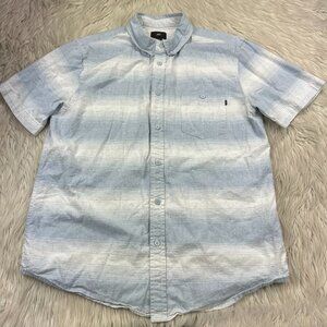 OBEY Men's Speckled Striped Short Sleeve Button Front Shirt